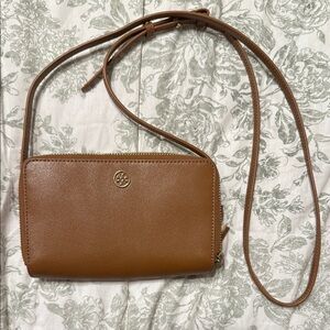 Tory Burch Brown Leather Crossbody Bag with Adjustable Strap
